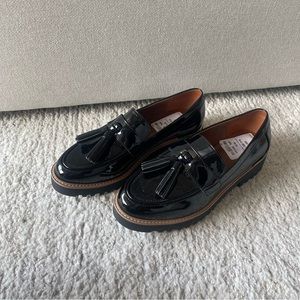 Franco Sarto black patent loafers size 6.5
